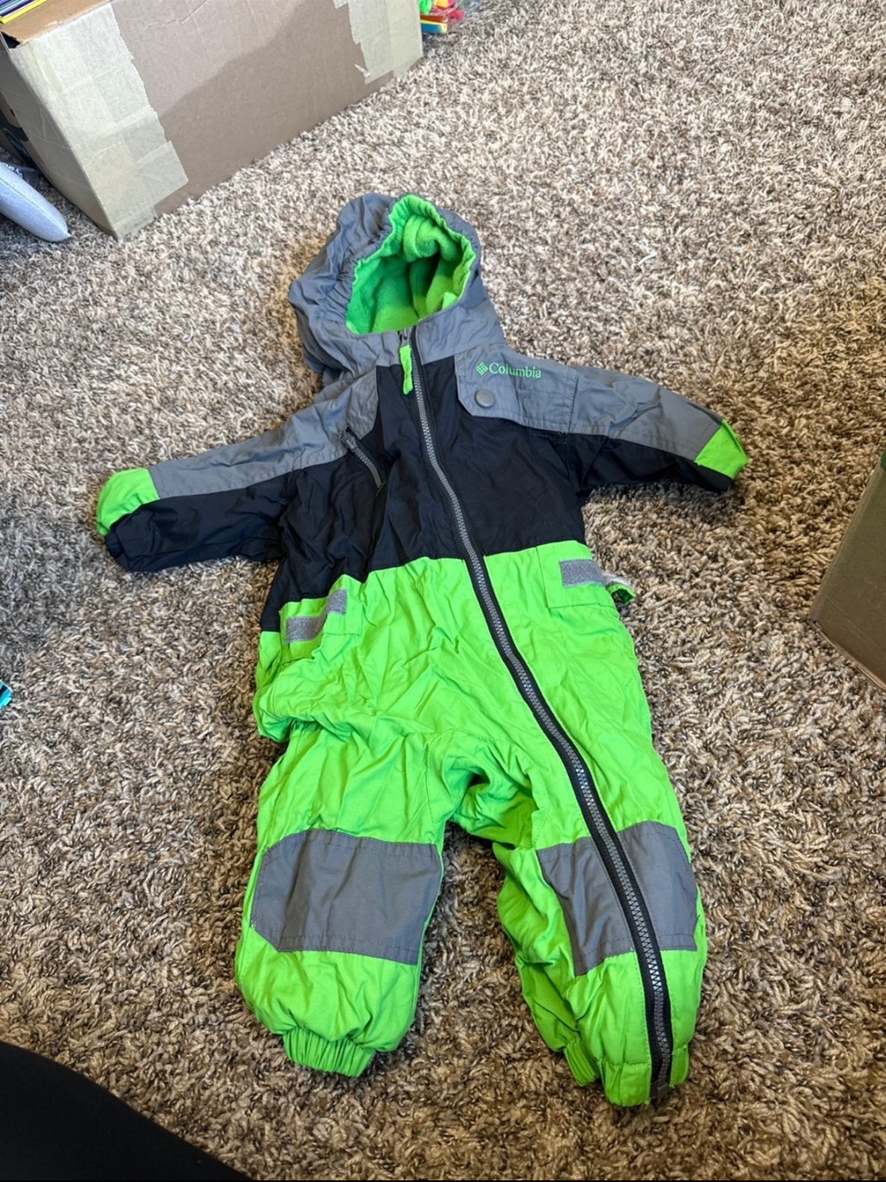 Columbia Lime Green and Gray Infant Winter One‑Piece